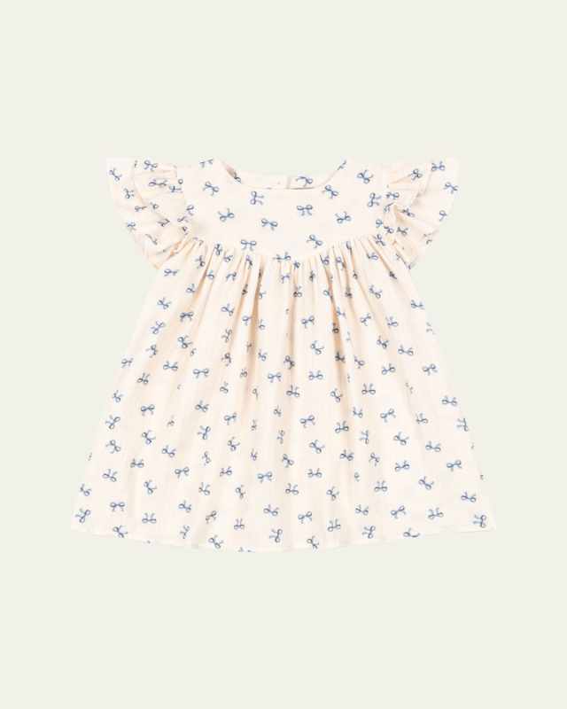 Girl's Coco Bow-Print Dress, Size 9M-10